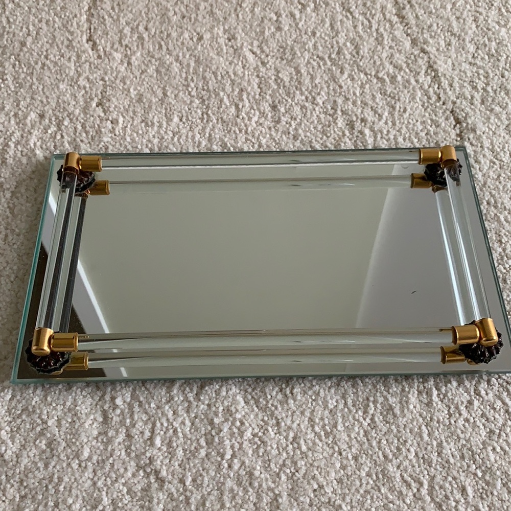 Vintage Mirrored Lucite Vanity Tray